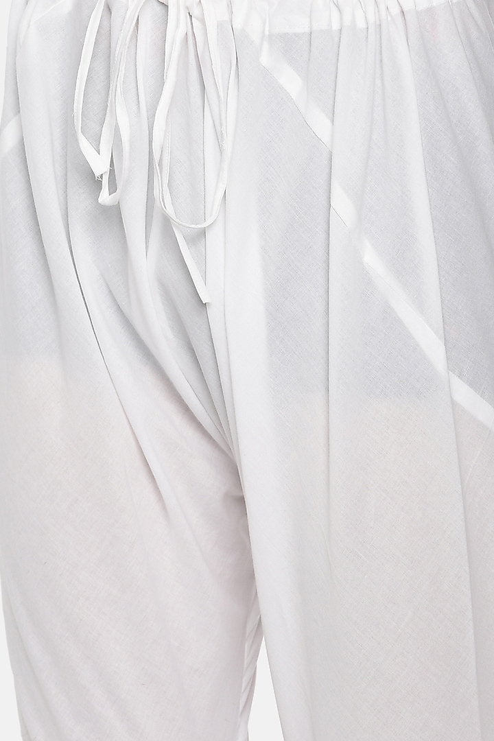 Midnight Blue & White Cotton Asymmetric Kurta Set For Boys by Mayank Modi - Kids at Pernia's Pop Up Shop