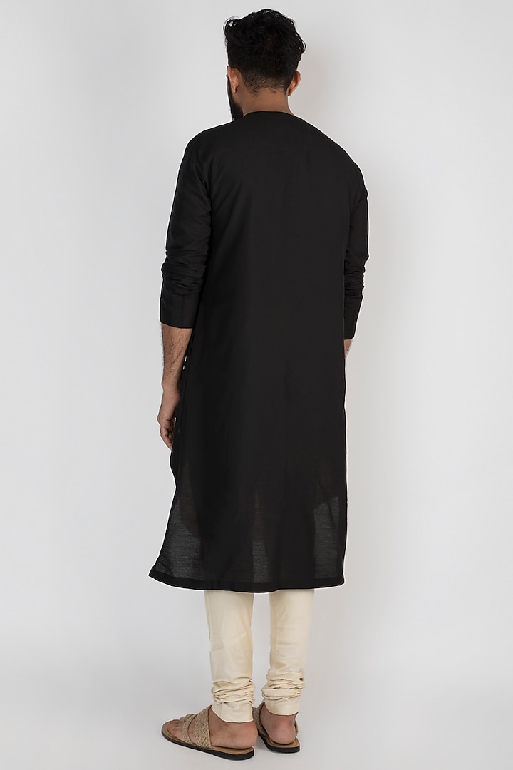 Beige Cotton & Silk Double Layered Kurta Set For Boys by Mayank Modi - Kids at Pernia's Pop Up Shop