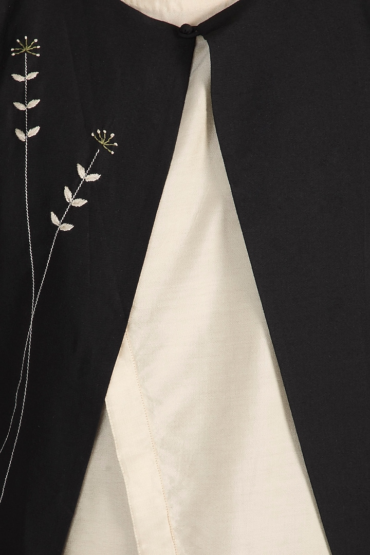Beige Cotton & Silk Double Layered Kurta Set For Boys by Mayank Modi - Kids at Pernia's Pop Up Shop