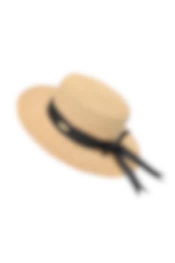 Straw Boater Hat Straw Hat With Tie Beige Natural Wheat Straw