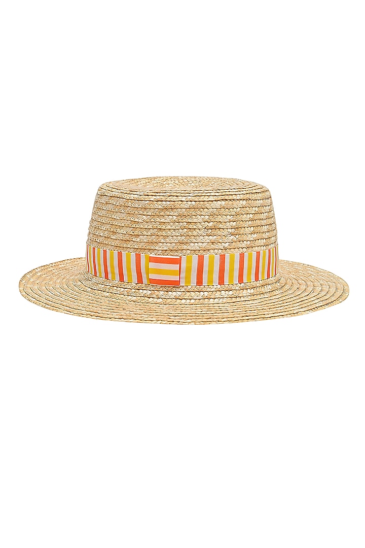Beige Natural Wheat Straw Boater Hat by Myaraa by Namrata Lodha at ...
