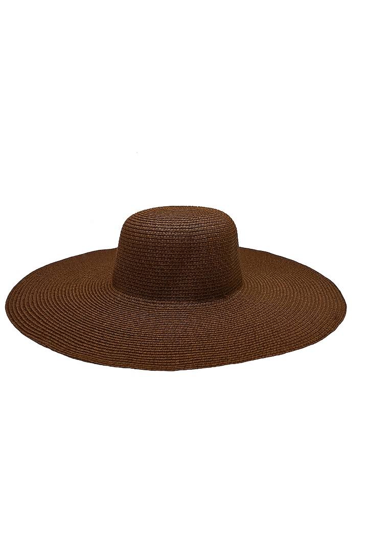 Brown Natural Paper Straw Floppy Hat by Myaraa by Namrata Lodha at Pernia's Pop Up Shop