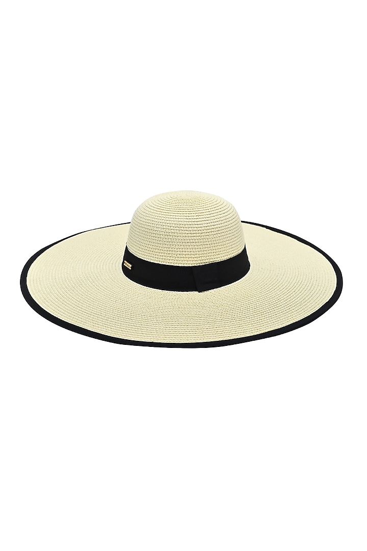 Off-White Natural Paper Straw Floppy Hat by Myaraa by Namrata Lodha at Pernia's Pop Up Shop