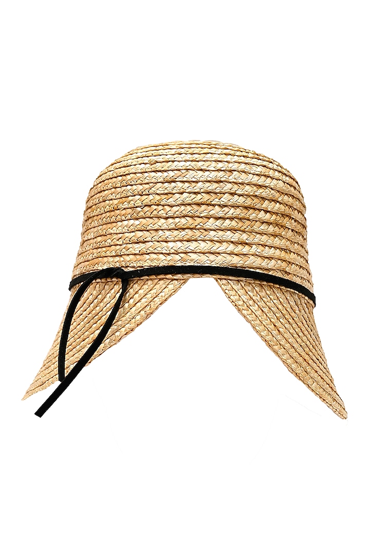 Beige Natural Paper Straw Mediterranean Hat by Myaraa by Namrata Lodha