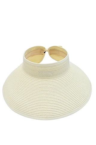 Orchid White Natural Paper Straw Zippi Visor Hat by Myaraa by Namrata Lodha