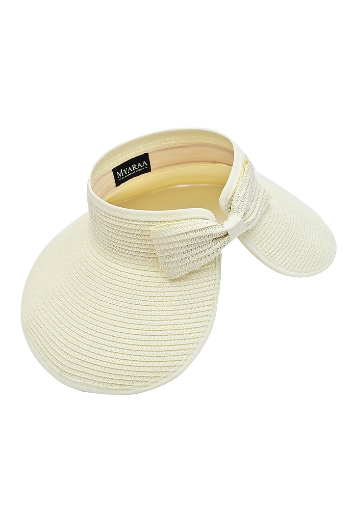 Orchid White Natural Paper Straw Zippi Visor Hat by Myaraa by Namrata Lodha at Pernia's Pop Up Shop