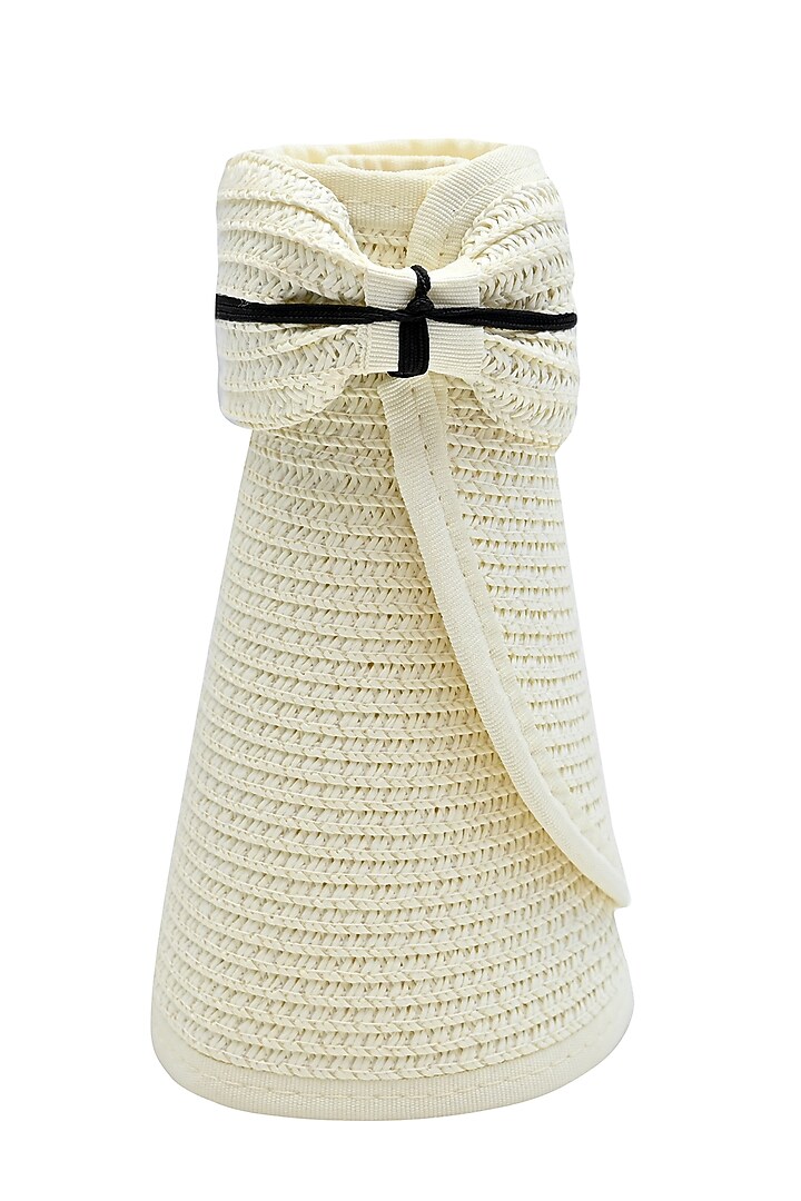 Orchid White Natural Paper Straw Zippi Visor Hat by Myaraa by Namrata Lodha at Pernia's Pop Up Shop
