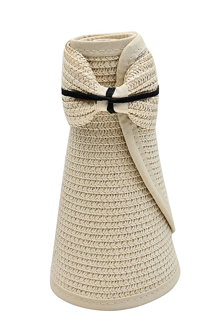 Beige Natural Paper Straw Zippi Visor Hat by Myaraa by Namrata Lodha at Pernia's Pop Up Shop