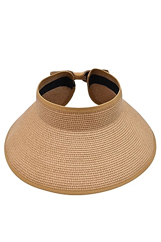 Caramel Natural Paper Straw Zippi Visor Hat by Myaraa by Namrata Lodha