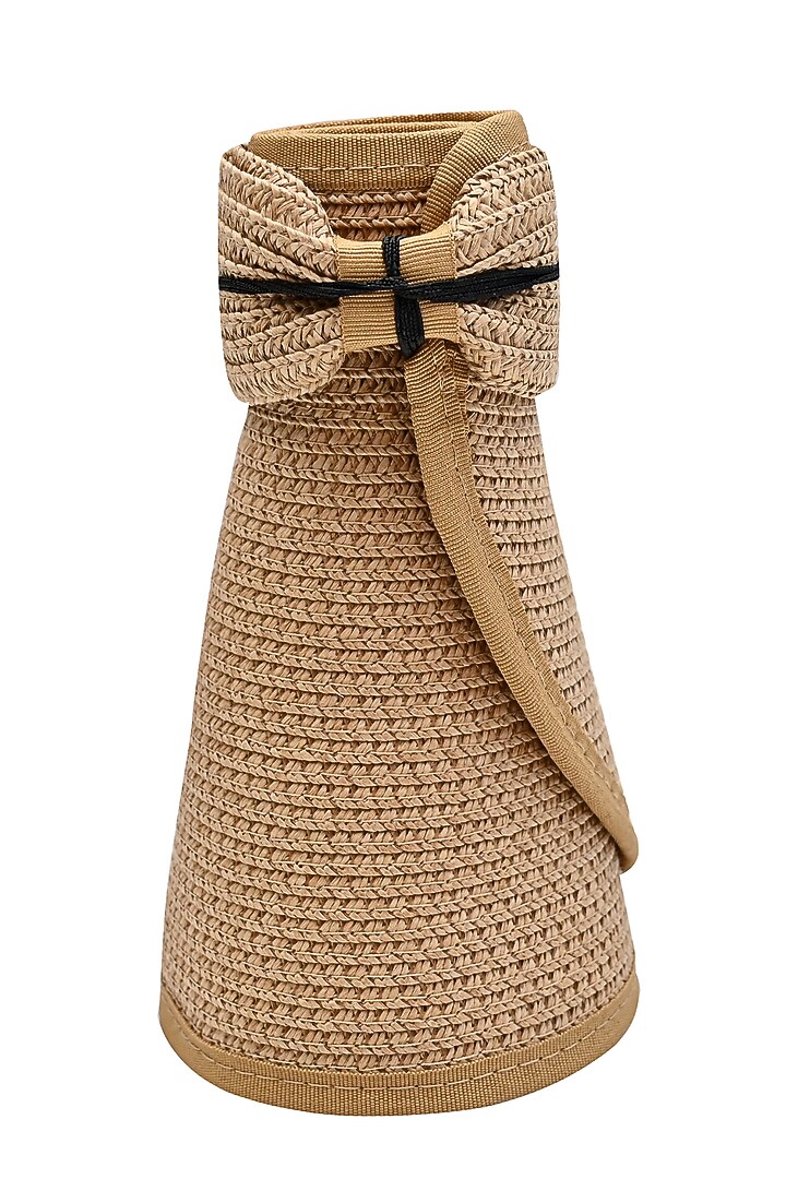 Caramel Natural Paper Straw Zippi Visor Hat by Myaraa by Namrata Lodha at Pernia's Pop Up Shop