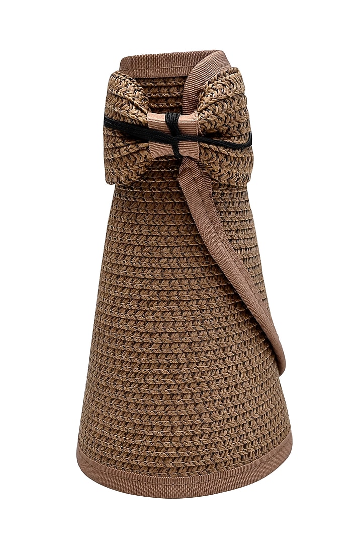 Brown Natural Paper Straw Zippi Visor Hat by Myaraa by Namrata Lodha at Pernia's Pop Up Shop