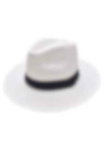 White Natural Paper Straw Panama Hat by Myaraa by Namrata Lodha