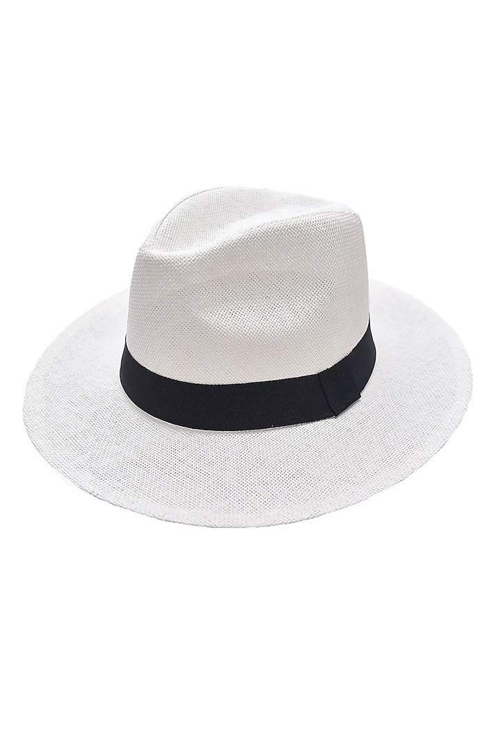 White Natural Paper Straw Panama Hat by Myaraa by Namrata Lodha at Pernia's Pop Up Shop