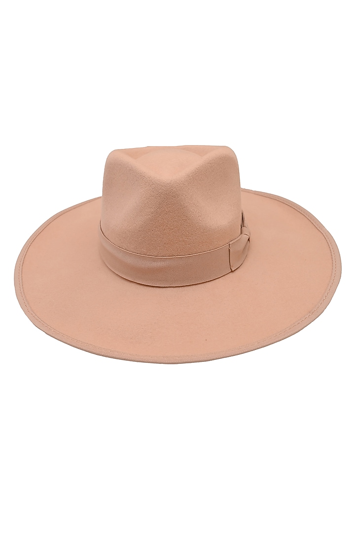 Peach Felt & Wool Mirage Fedora Hat by Myaraa by Namrata Lodha at Pernia's Pop Up Shop