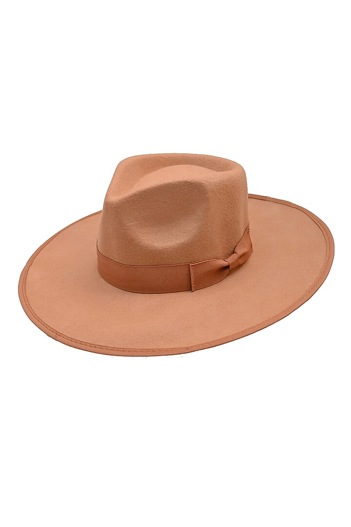 Antique Gold Felt & Wool Mirage Fedora Hat by Myaraa by Namrata Lodha at Pernia's Pop Up Shop
