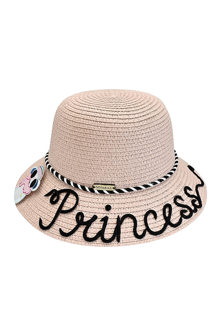 Pink Natural Paper Straw Kids Bucket Hat For Girls by Myaraa by Namrata Lodha at Pernia's Pop Up Shop