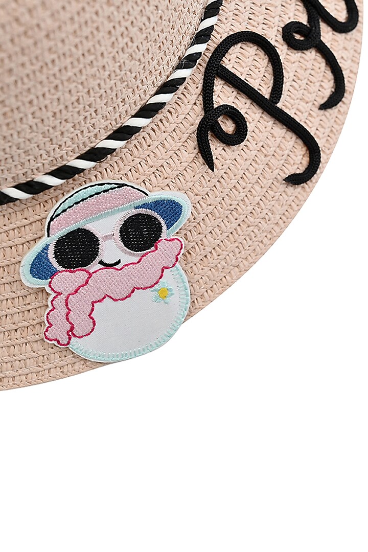 Pink Natural Paper Straw Kids Bucket Hat For Girls by Myaraa by Namrata Lodha at Pernia's Pop Up Shop