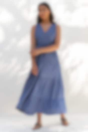 Blue Striped Flared Dress by MoonTara