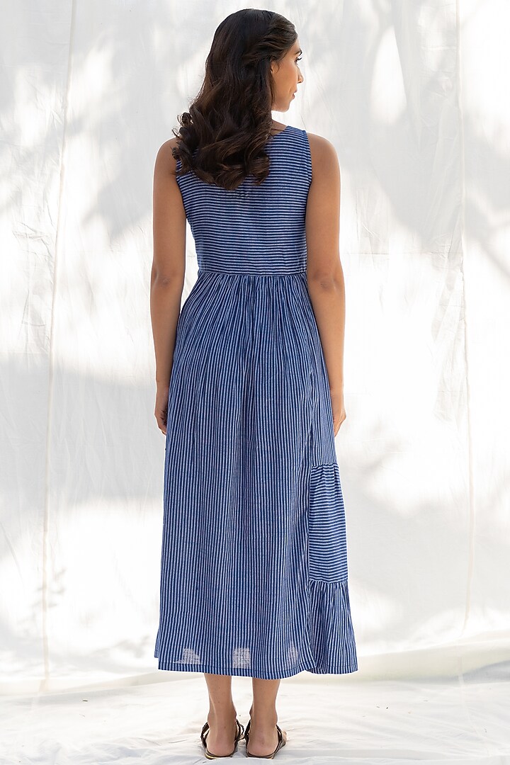 Blue Striped Flared Summer Dress by MoonTara at Pernia's Pop Up Shop