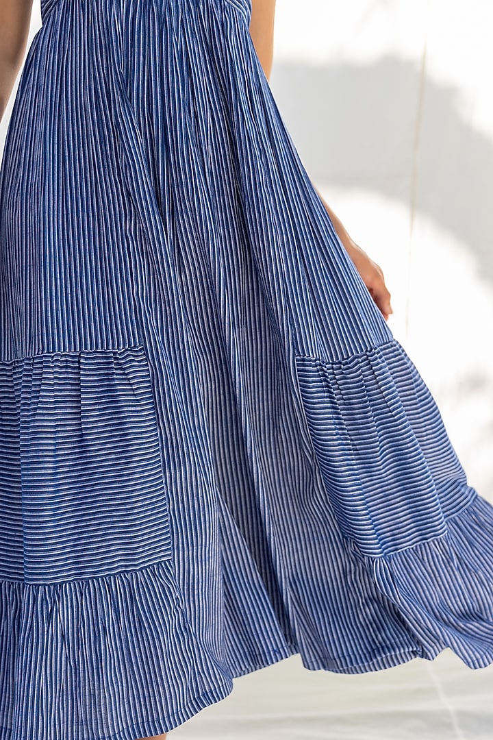 Blue Striped Flared Summer Dress by MoonTara at Pernia's Pop Up Shop