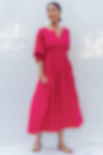 Fuchsia Summer Dress With Tie-Up Belt by MoonTara at Pernia's Pop Up Shop