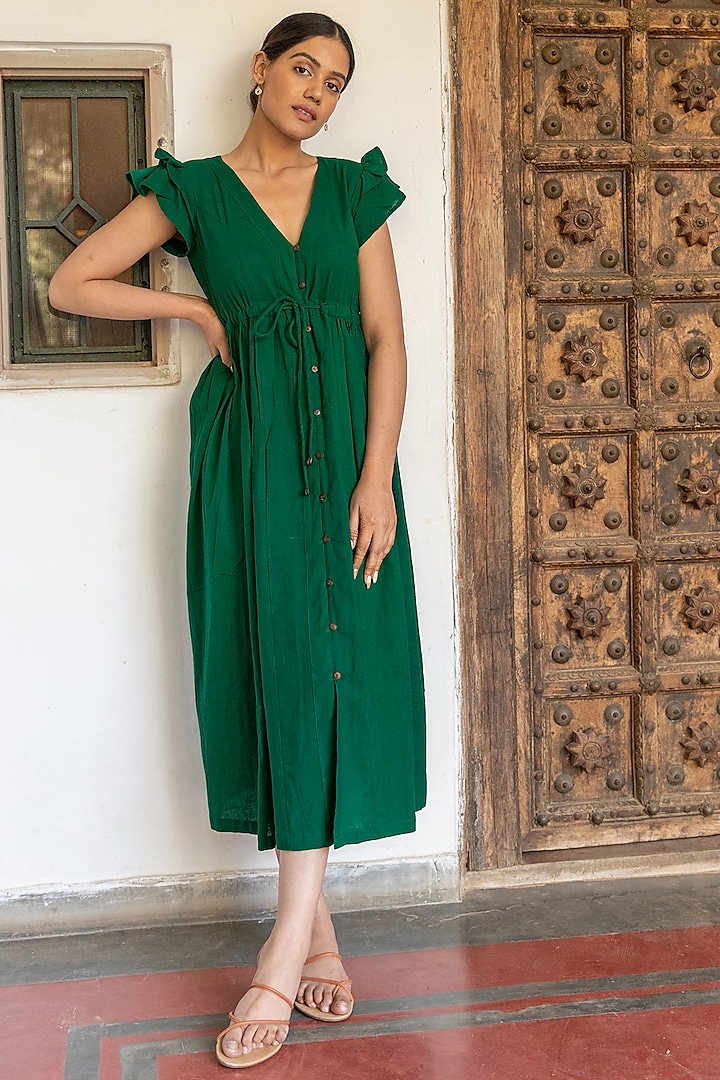 Green Cotton Dress by MoonTara