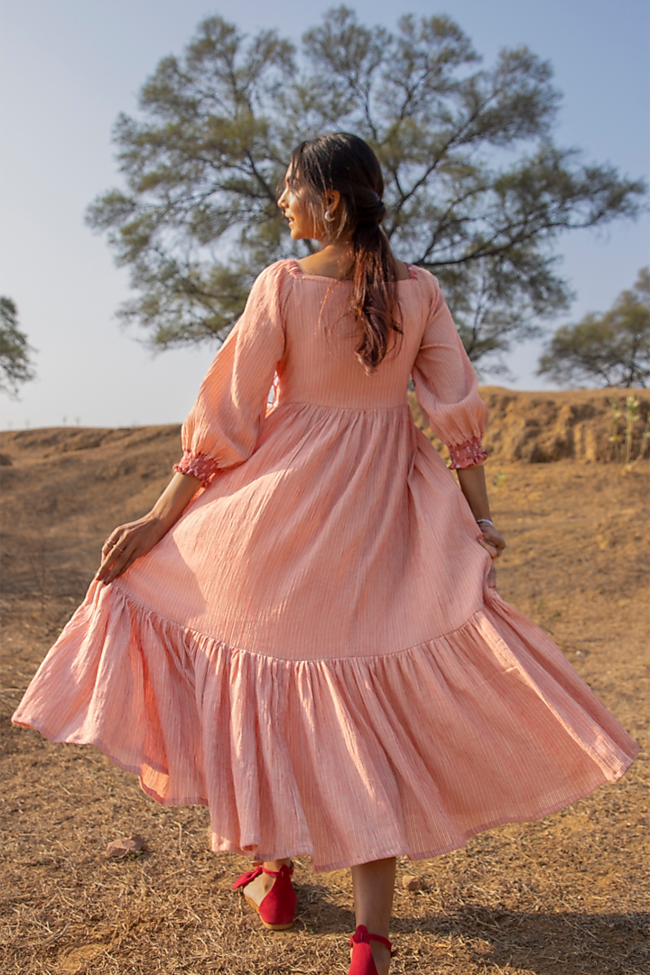 Beige Wrap Flared Summer Dress by MoonTara at Pernia's Pop Up Shop