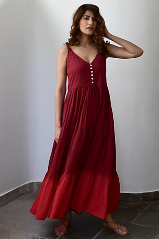 Wine Cotton Voile Dress by MoonTara