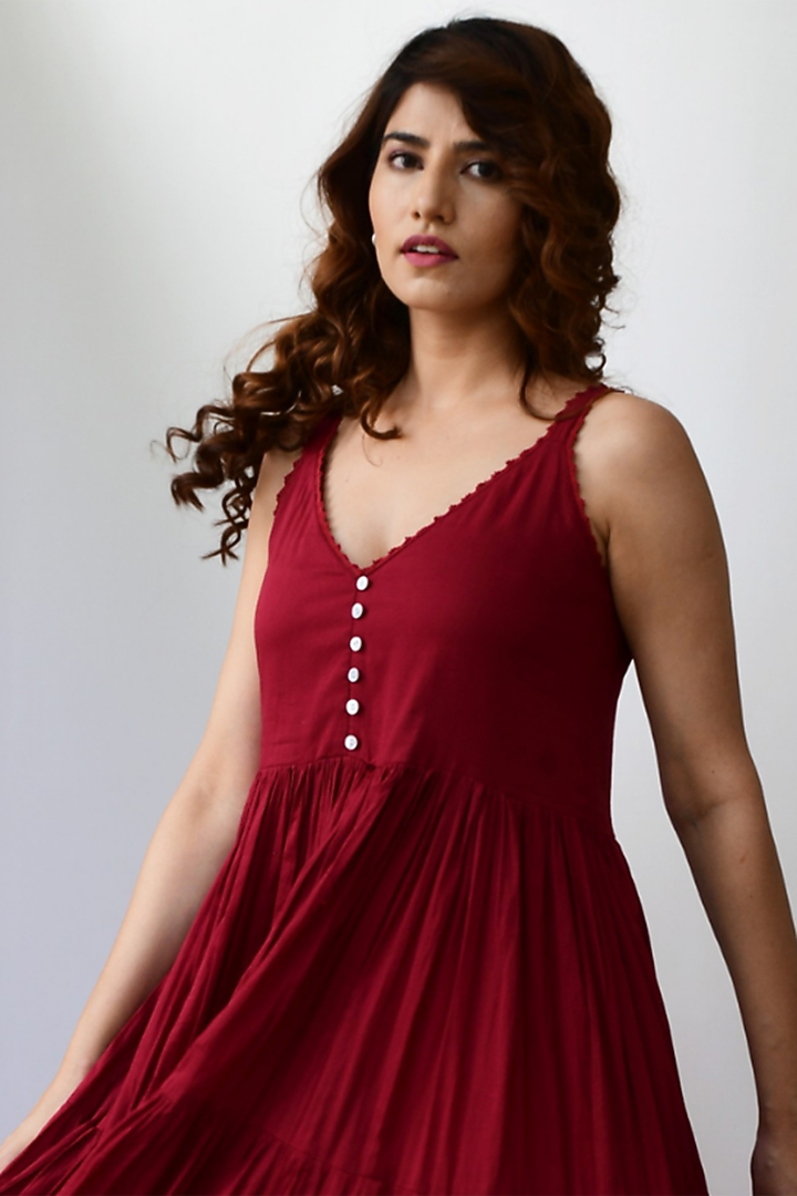 Wine Cotton Voile Summer Dress by MoonTara at Pernia's Pop Up Shop