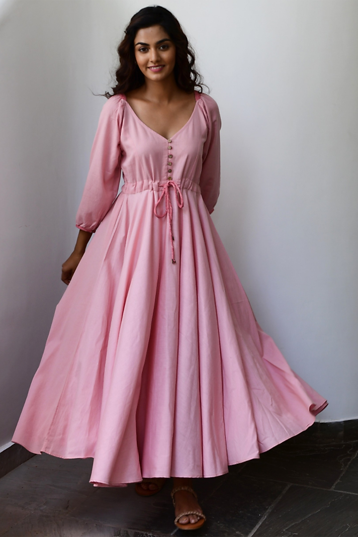 Pink Cotton Voile Dress Design by MoonTara at Pernia's Pop Up Shop 2024