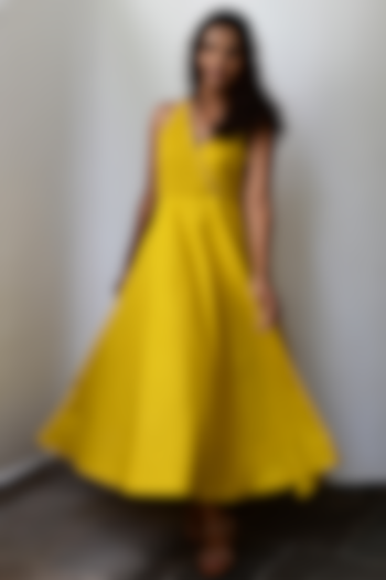 Yellow Cotton Maxi Dress by MoonTara