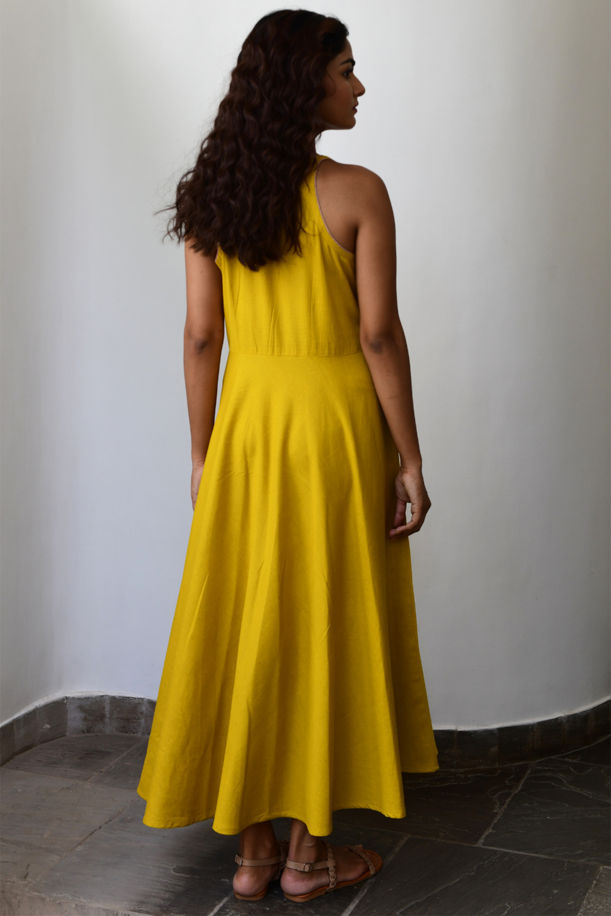 yellow cotton maxi dress