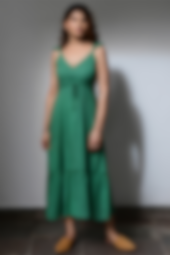 Green Strappy Slip Dress by MoonTara