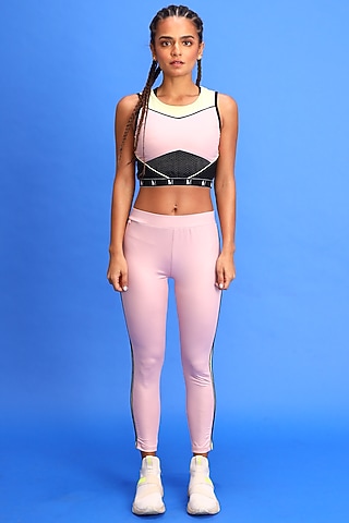 Pink Polyester Leggings by Myriad