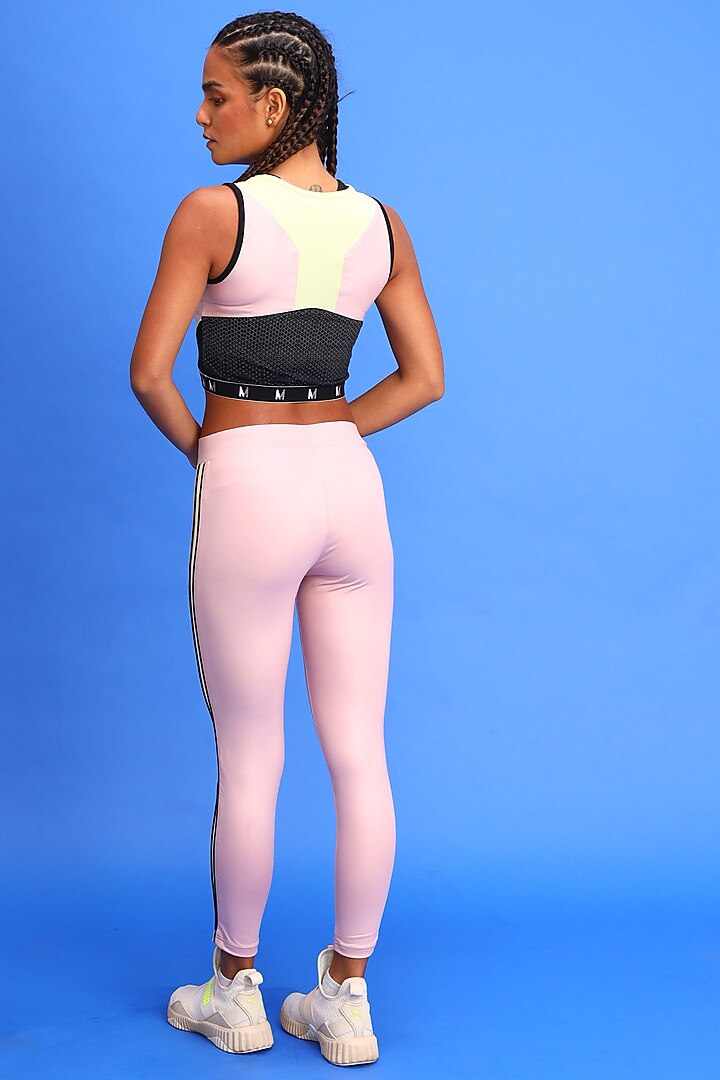Pink Polyester Leggings by Myriad at Pernia's Pop Up Shop
