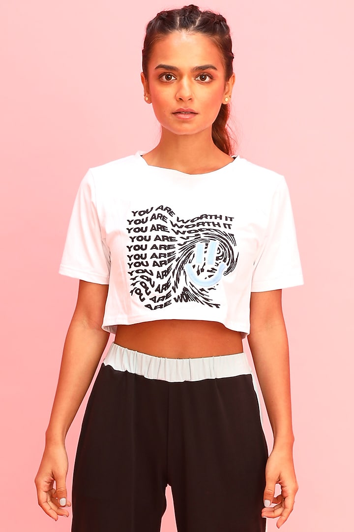 White & Black Printed Tee by Myriad at Pernia's Pop Up Shop