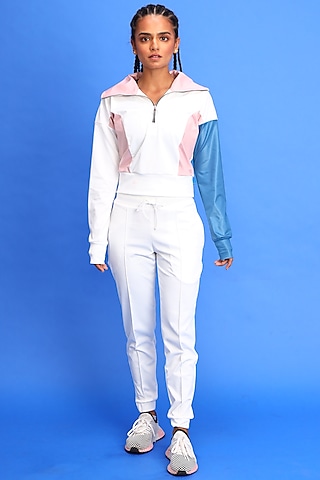 White Buckle Up Joggers by Myriad