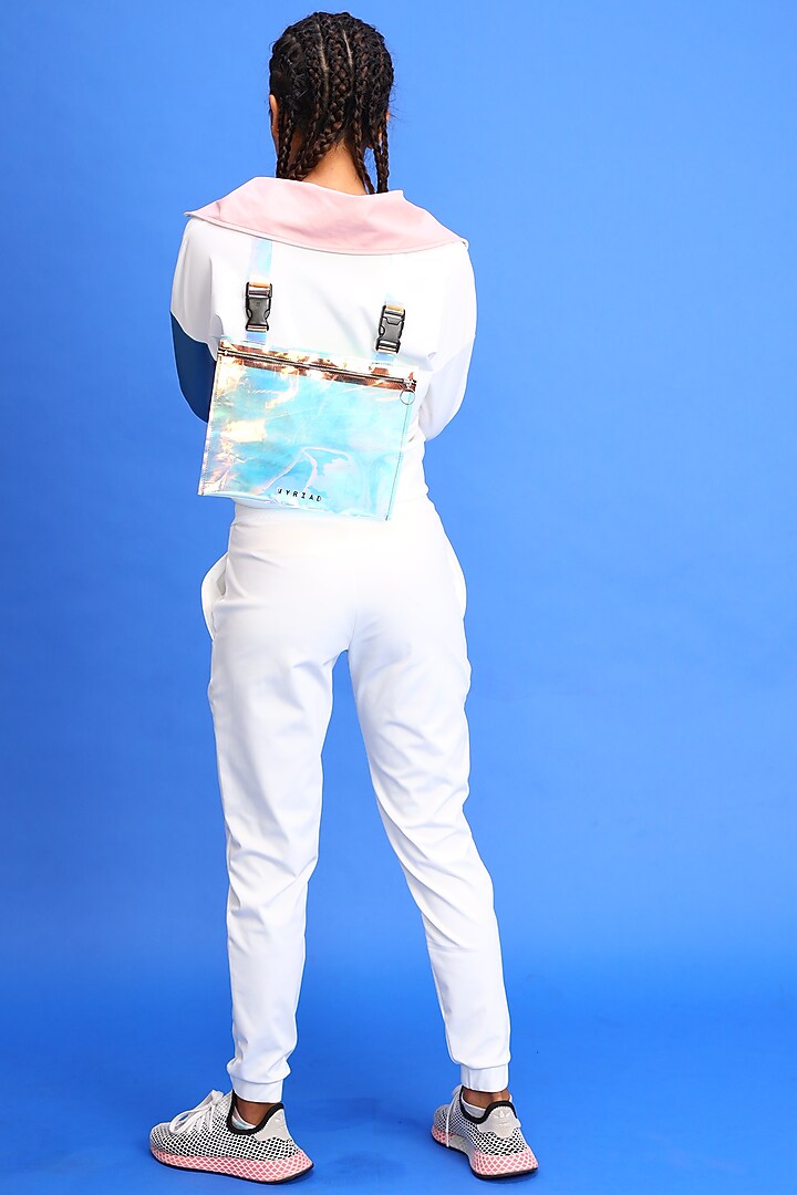 White Buckle Up Joggers by Myriad at Pernia's Pop Up Shop
