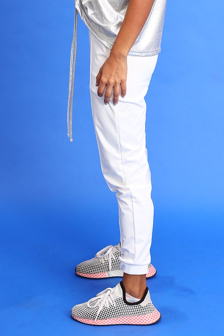 White Buckle Up Joggers by Myriad at Pernia's Pop Up Shop
