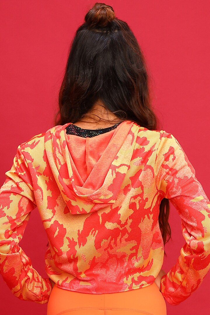 Yellow & Coral Printed Hoodie by Myriad at Pernia's Pop Up Shop