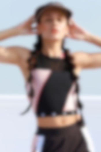 Pink Color Blocking Crop Top by Myriad at Pernia's Pop Up Shop