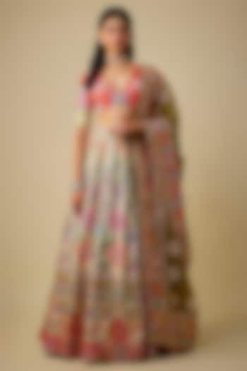 Light Mint Green Silk Sequins Embroidered Bridal Lehenga Set by Mayyur Girotra at Pernia's Pop Up Shop