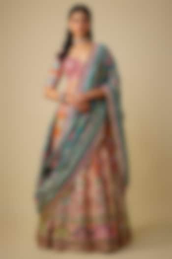 Orange Silk Sequins Embroidered Bridal Lehenga Set by Mayyur Girotra at Pernia's Pop Up Shop