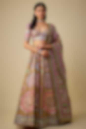 Golden Silk Sequins Embroidered Bridal Lehenga Set by Mayyur Girotra at Pernia's Pop Up Shop