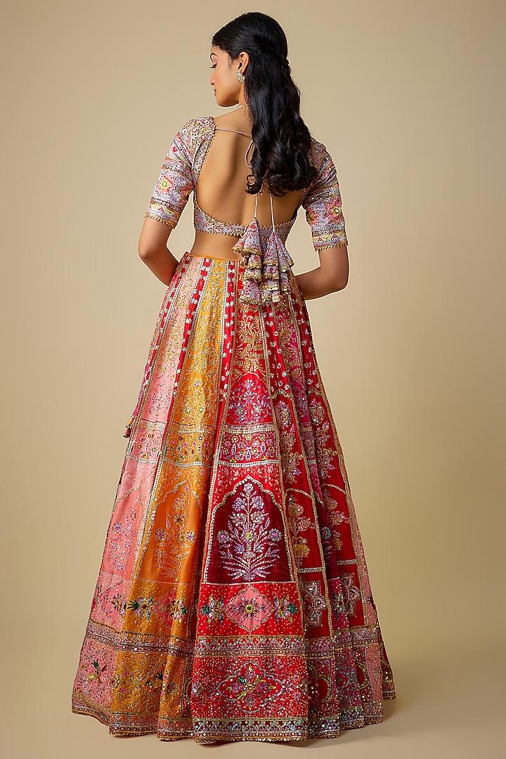 Multi-Colored Silk Sequins Embroidered Bridal Lehenga Set by Mayyur Girotra at Pernia's Pop Up Shop