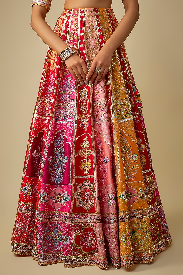 Multi-Colored Silk Sequins Embroidered Bridal Lehenga Set by Mayyur Girotra at Pernia's Pop Up Shop