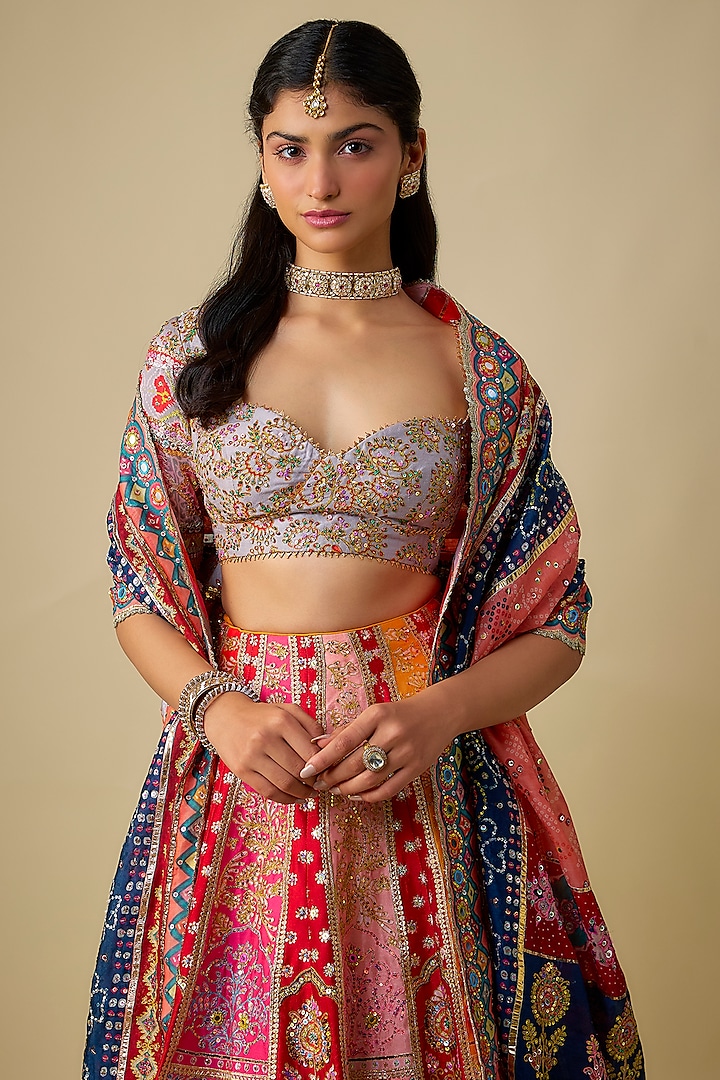 Multi-Colored Silk Sequins Embroidered Bridal Lehenga Set by Mayyur Girotra at Pernia's Pop Up Shop