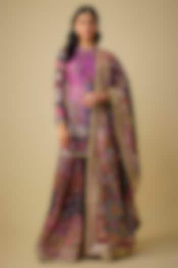 Purple Silk Sequins Embroidered Bridal Sharara Set by Mayyur Girotra at Pernia's Pop Up Shop