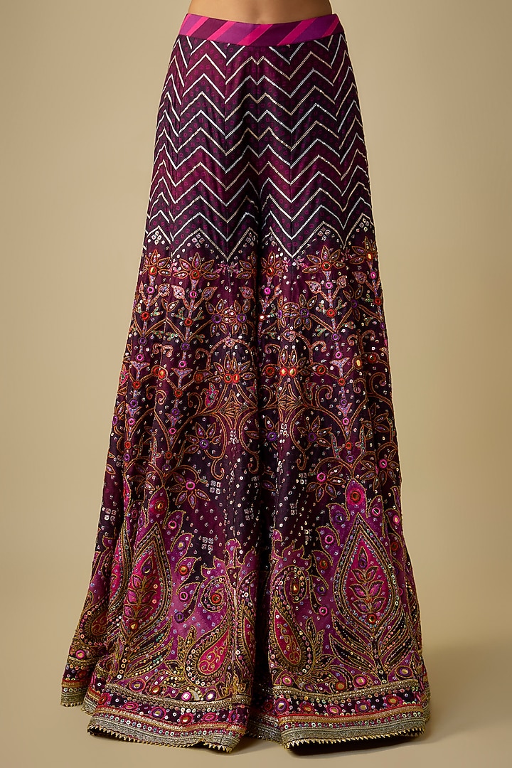 Purple Silk Sequins Embroidered Bridal Sharara Set by Mayyur Girotra at Pernia's Pop Up Shop