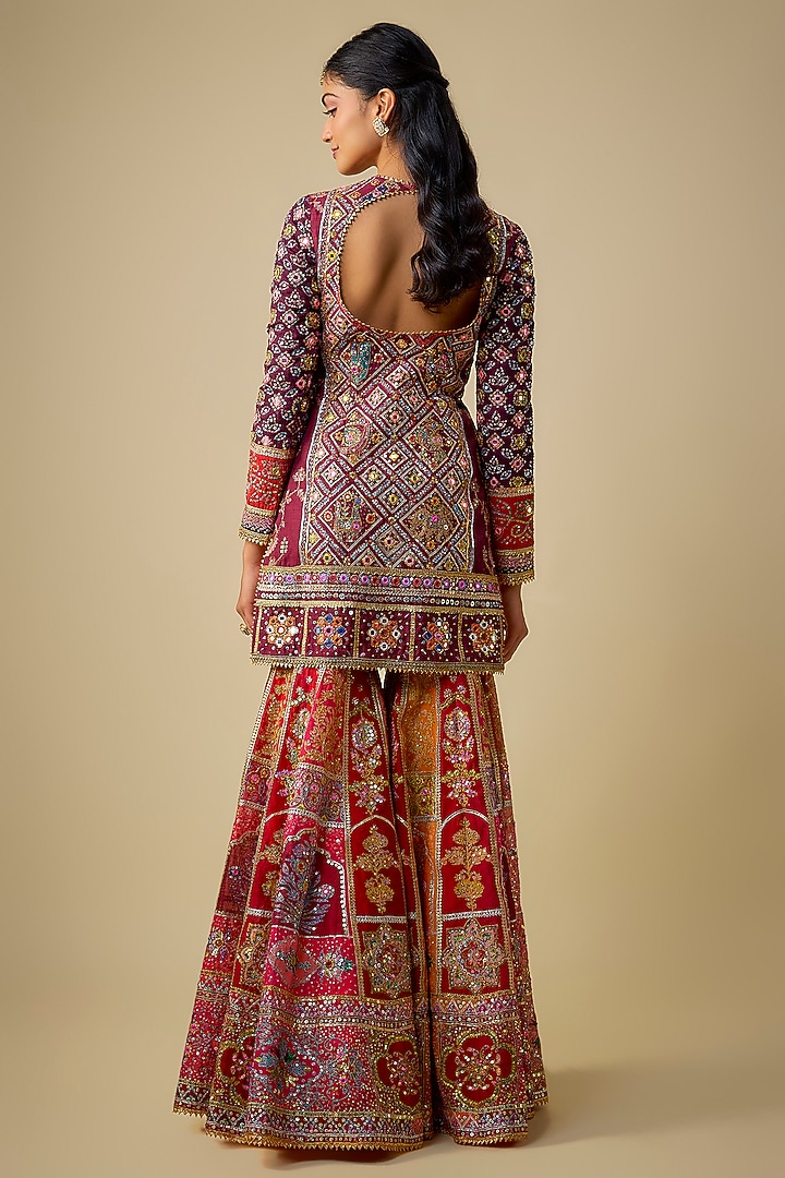 Multi-Colored Chanderi Sequins Embroidered Gharara Set by Mayyur Girotra at Pernia's Pop Up Shop